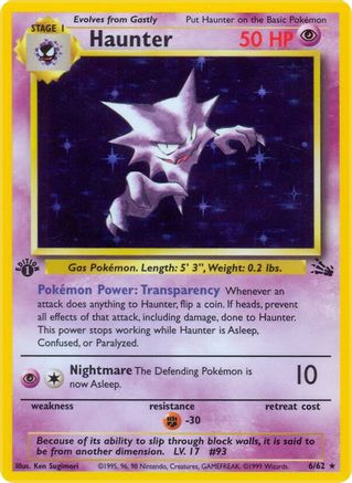 Haunter (6) 006 - Unlimited Holofoil Fossil - Holo Rare