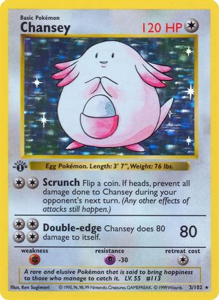 Chansey/102 - Unlimited Holofoil Base Set Shadowless - Holo Rare
