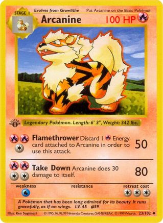 Arcanine 023 - Unlimited Base Set Shadowless - Uncommon