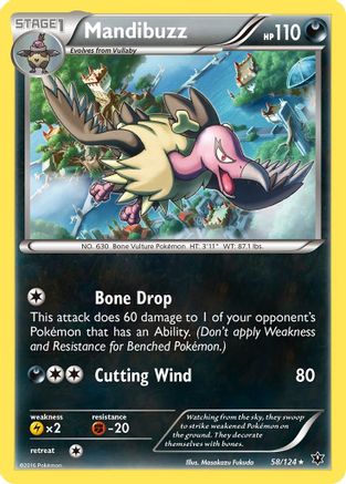 Mandibuzz 058/124 - Reverse Holofoil XY Fates Collide - Rare