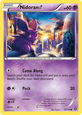 Nidoran M 043 - Reverse Holofoil XY Steam Siege - Common