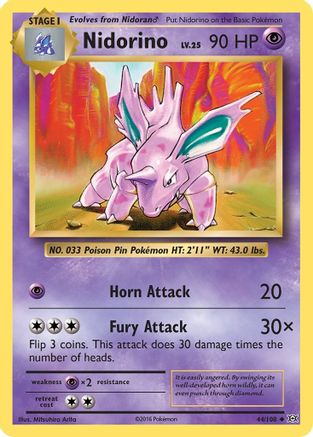 Nidorino 044 - Reverse Holofoil XY Evolutions - Uncommon