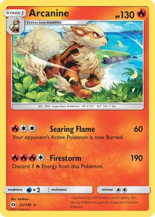Arcanine 022 - Reverse Holofoil SM Base Set - Holo Rare