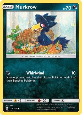 Murkrow 078 - Reverse Holofoil SM Guardians Rising - Common