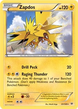 Zapdos - 23/108 (XY Roaring Skies)/108 - Holofoil Deck Exclusives - Holo Rare