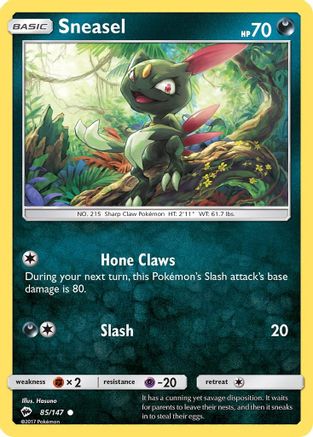 Sneasel 085 - Reverse Holofoil SM Burning Shadows - Common
