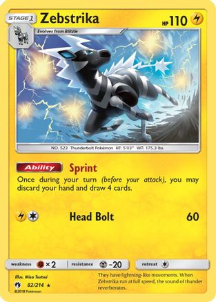 Zebstrika 082 - Reverse Holofoil SM Lost Thunder - Rare