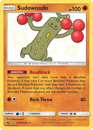 Sudowoodo SV20 - Holofoil Hidden Fates Shiny Vault - Shiny Holo Rare