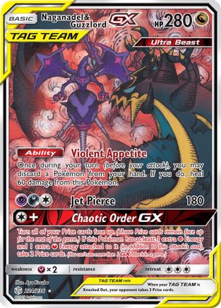 Naganadel & Guzzlord GX (Alternate Full Art) - Holofoil SM Cosmic Eclipse - Ultra Rare