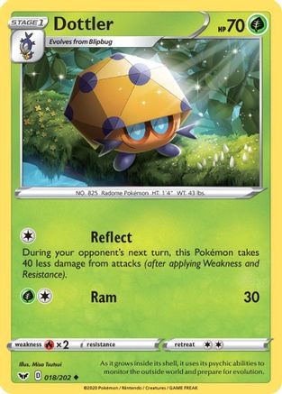 Dottler 018/202 - Reverse Holofoil SWSH01 Sword & Shield Base Set - Uncommon