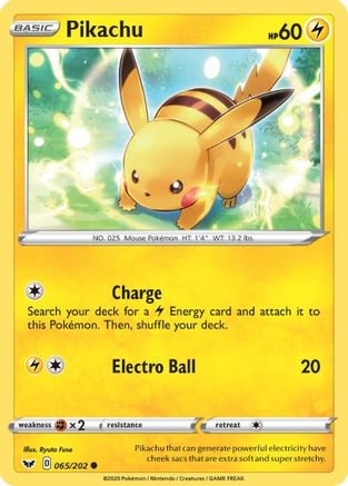 Pikachu 065 SWSH01 Sword & Shield Base Set - Common