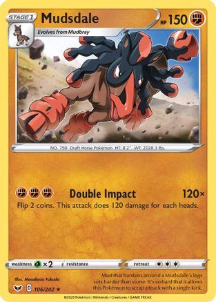 Mudsdale 106/202 - Reverse Holofoil SWSH01 Sword & Shield Base Set - Rare