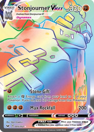 Stonjourner VMAX (Secret) 205 - Holofoil SWSH01 Sword & Shield Base Set - Secret Rare