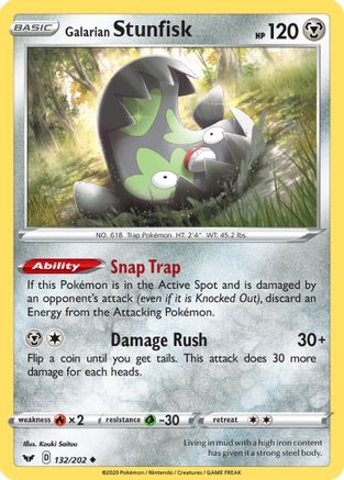 Galarian Stunfisk 132 - Reverse Holofoil SWSH01 Sword & Shield Base Set - Uncommon