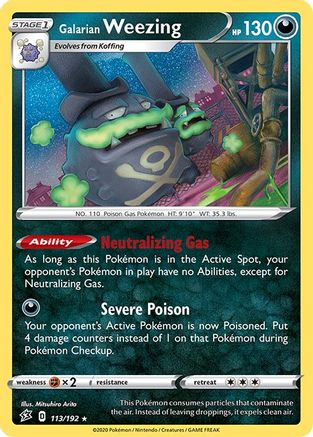Galarian Weezing 113 - Reverse Holofoil SWSH02 Rebel Clash - Holo Rare