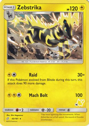 Zebstrika - 45/181 (#16 Pikachu Stamped)/181 Battle Academy - Promo