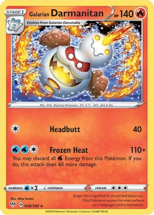 Galarian Darmanitan (28) 028 - Reverse Holofoil SWSH03 Darkness Ablaze - Rare