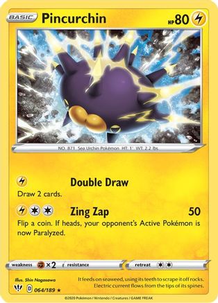 Pincurchin 064 - Holofoil SWSH03 Darkness Ablaze - Holo Rare