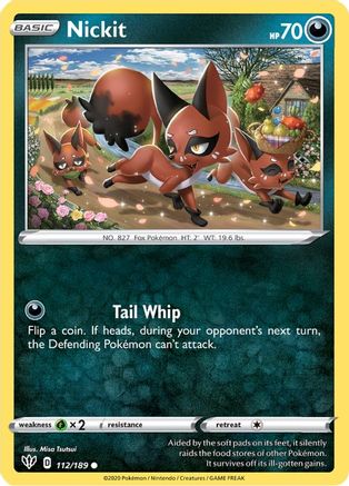 Nickit 112 - Reverse Holofoil SWSH03 Darkness Ablaze - Common