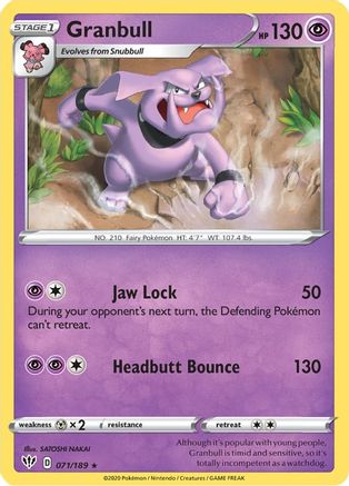 Granbull 071 SWSH03 Darkness Ablaze - Rare