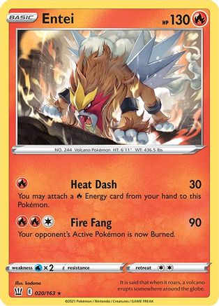 Entei 020 - Reverse Holofoil SWSH05 Battle Styles - Holo Rare