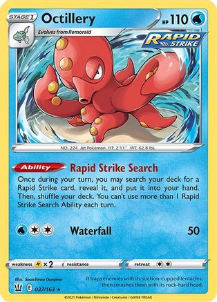 Octillery 037 - Reverse Holofoil SWSH05 Battle Styles - Holo Rare