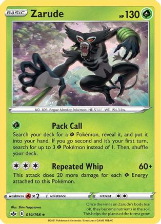 Zarude 019 - Reverse Holofoil SWSH06 Chilling Reign - Holo Rare