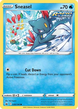 Sneasel 030 - Reverse Holofoil SWSH06 Chilling Reign - Common