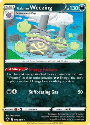 Galarian Weezing 096 - Reverse Holofoil SWSH06 Chilling Reign - Rare