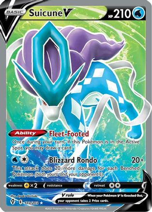 Suicune V (Full Art) 173 - Holofoil SWSH07 Evolving Skies - Ultra Rare