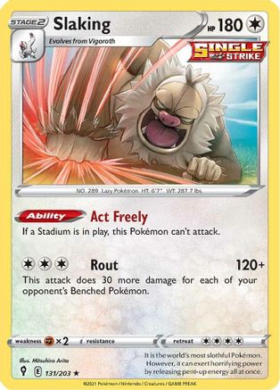 Slaking 131 - Holofoil SWSH07 Evolving Skies - Holo Rare
