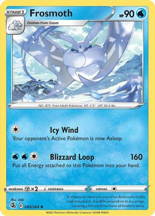 Frosmoth 085 - Reverse Holofoil SWSH08 Fusion Strike - Uncommon