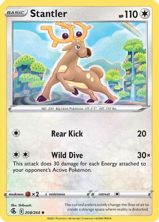 Stantler 208 - Reverse Holofoil SWSH08 Fusion Strike - Uncommon