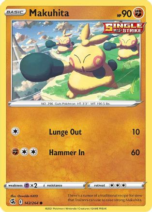 Makuhita 142 - Reverse Holofoil SWSH08 Fusion Strike - Common