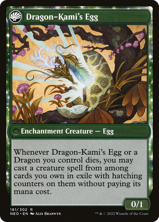 The Dragon-Kami Reborn // Dragon-Kami's Egg (NEO-181) - Kamigawa: Neon Dynasty: (fandfc, enchantment) Foil