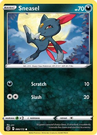 Sneasel 086 - Reverse Holofoil SWSH09 Brilliant Stars - Common