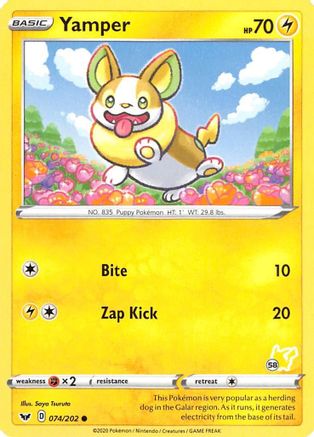 Yamper - 074/202 (#58 Pikachu Stamped)/202 Battle Academy 2022 - Promo