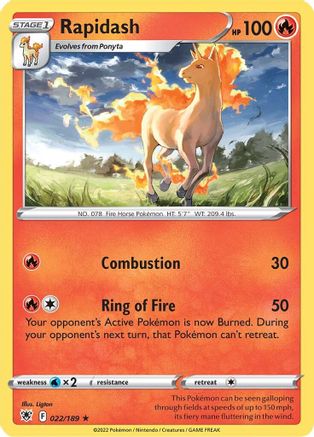 Rapidash 022 - Reverse Holofoil SWSH10 Astral Radiance - Rare