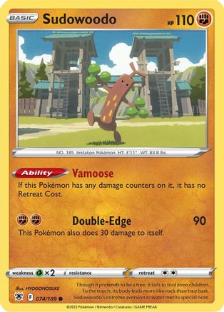 Sudowoodo 074 - Reverse Holofoil SWSH10 Astral Radiance - Common