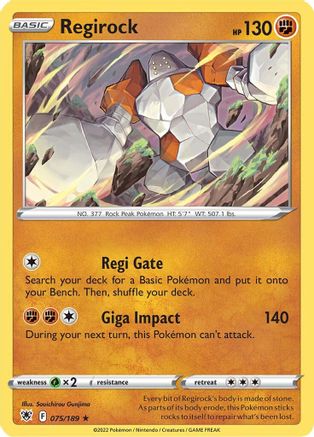 Regirock 075 - Reverse Holofoil SWSH10 Astral Radiance - Rare