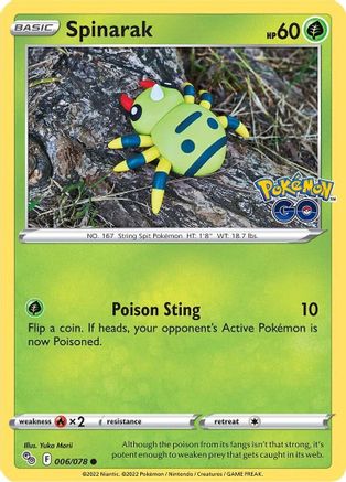 Spinarak 006 - Reverse Holofoil Pokemon GO - Common