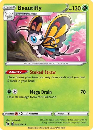 Beautifly 008 - Holofoil SWSH11 Lost Origin - Holo Rare