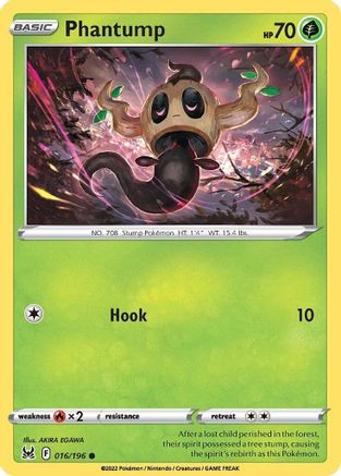 Phantump 016 - Reverse Holofoil SWSH11 Lost Origin - Common