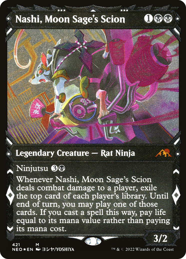 Nashi, Moon Sage's Scion (NEO-421) - Kamigawa: Neon Dynasty: (Showcase) Etched Foil