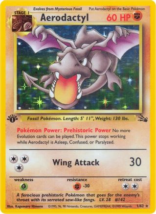 Aerodactyl (1) 001 - 1st Edition Holofoil Fossil - Holo Rare