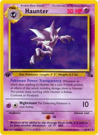 Haunter (21) 021 - 1st Edition Fossil - Rare