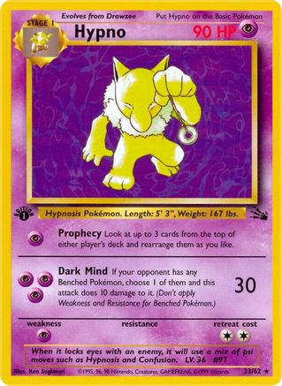 Hypno (23) 023 - 1st Edition Fossil - Rare