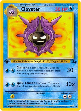 Cloyster 032 - Unlimited Fossil - Uncommon