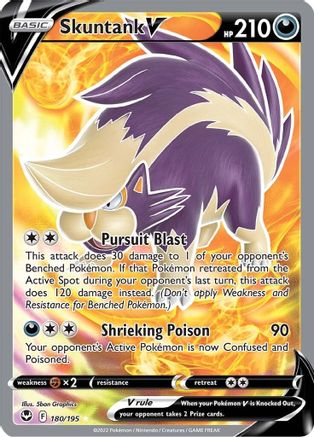 Skuntank V (Full Art) 180 - Holofoil SWSH12 Silver Tempest - Ultra Rare
