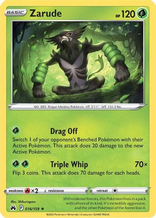 Zarude 016 - Reverse Holofoil Crown Zenith - Holo Rare